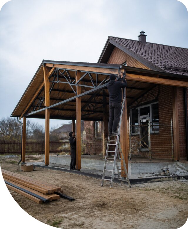 Пристройка навеса к дому и участку в Клине под ключ